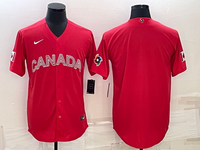 Men 2023 World Cub Canada Blank Red Nike MLB Jersey2